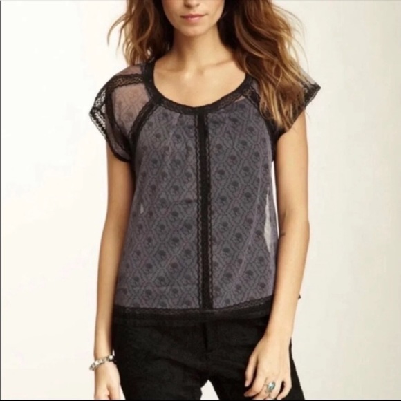 Free People Tops - Free People Printed Mesh Candy Top size medium